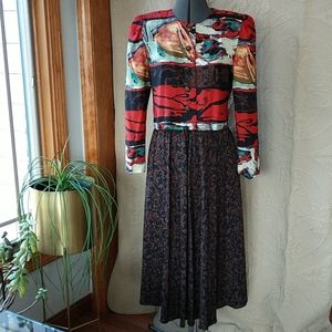 Vintage 80's skirt and front button top